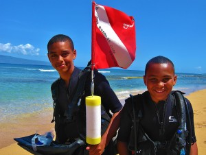 Scuba boys with Tiny Bubbles Scuba in Maui